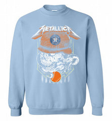 Metallica Skull Houston Astros Logo Crewneck Sweatshirt - zezetee