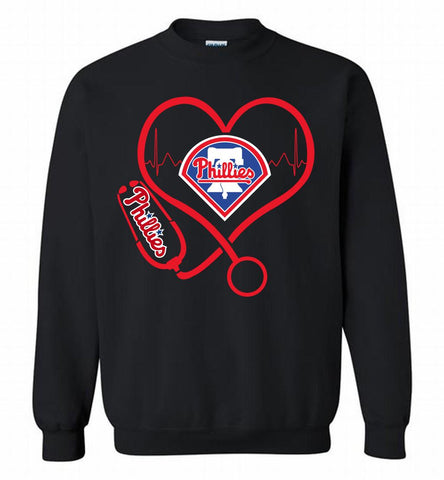 Nurse Heartbeat Philadelphia Phillies Crewneck Sweatshirt - zezetee