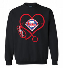 Nurse Heartbeat Philadelphia Phillies Crewneck Sweatshirt - zezetee