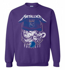 Metallica Skull Kansas City Royals Logo Crewneck Sweatshirt - zezetee