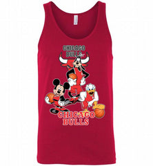Mickey Goofy Donald Loves Chicago Bulls Basketball Fans Tank - zezetee