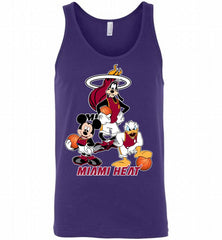 Mickey Goofy Donald Loves Miami Heat Basketball Fans Tank - zezetee