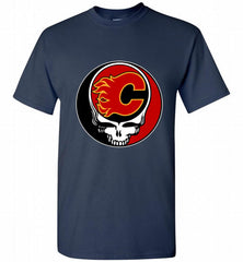 NHL TEAM CALGARY FLAMES X GRATEFUL DEAD LOGO BAND Shirt - zezetee