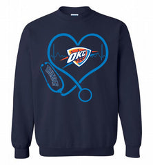 Nurse Heartbeat Love Oklahoma City Thunder Crewneck Sweatshirt - zezetee
