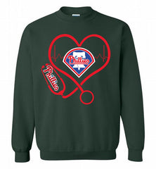 Nurse Heartbeat Philadelphia Phillies Crewneck Sweatshirt - zezetee