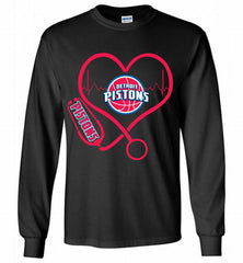 Nurse Heartbeat Love Detroit Pistons Gildan Long Shirt - zezetee