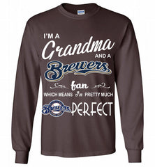 I'M A Grandma And A Milwaukee Brewers Fans Gift Gildan Long Shirt - zezetee