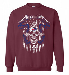 Metallica Snake Skull Buffalo Bills Logo Crewneck Sweatshirt - zezetee