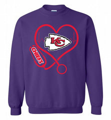Nurse Heartbeat Kansas City Chiefs Crewneck Sweatshirt - zezetee