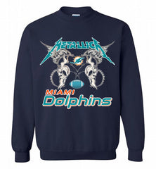 Metallica Miami Dolphins Logo Crewneck Sweatshirt - zezetee