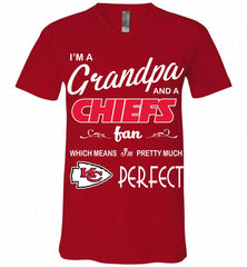 I'M A Grandpa And A Kansas City Chiefs Pretty Much Perfect V-Neck Shirt - zezetee
