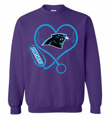 Nurse Heartbeat Carolina Panthers Crewneck Sweatshirt - zezetee