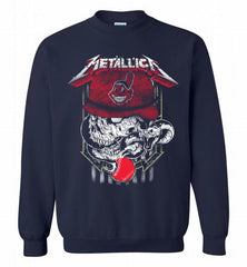 Metallica Skull Cleveland Indians Logo Crewneck Sweatshirt - zezetee