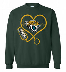 Nurse Heartbeat Jacksonville Jaguars Crewneck Sweatshirt - zezetee