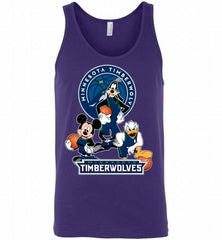 Mickey Goofy Donald Loves Minnesota Timberwolves Basketball Fans Tank - zezetee