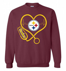 Nurse Heartbeat Pittsburgh Steelers Crewneck Sweatshirt - zezetee