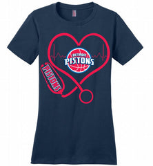Nurse Heartbeat Love Detroit Pistons Ladies Perfect - zezetee