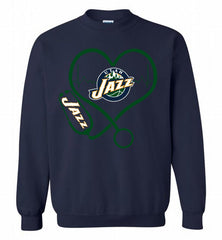 Nurse Heartbeat Love Utah Jazz Crewneck Sweatshirt - zezetee