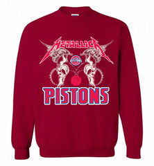 Metallica Detroit Pistons Logo Crewneck Sweatshirt - zezetee