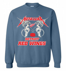 Metallica Detroit Red Wings Logo Crewneck Sweatshirt - zezetee