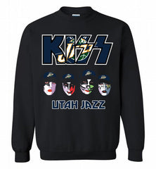 Kiss Utah Jazz Logo Crewneck Sweatshirt - zezetee