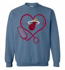 Nurse Heartbeat Love Miami Heat Crewneck Sweatshirt - zezetee