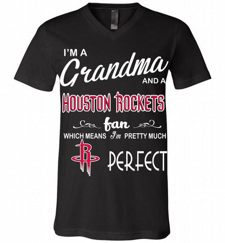 I'M A Grandma And A Houston Rockets Fans Perfect V-Neck Shirt - zezetee