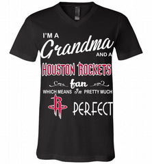 I'M A Grandma And A Houston Rockets Fans Perfect V-Neck Shirt - zezetee
