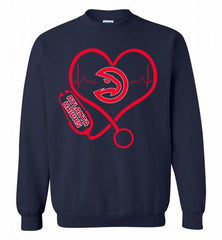 Nurse Heartbeat Love Atlanta Hawks Crewneck Sweatshirt - zezetee