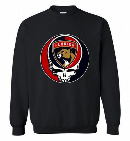 NHL TEAM FLORIDA PANTHERS X GRATEFUL DEAD LOGO BAND Crewneck Sweatshirt - zezetee