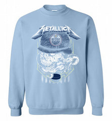 Metallica Skull Snake Edmonton Oilers Crewneck Sweatshirt - zezetee