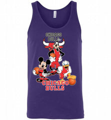Mickey Goofy Donald Loves Chicago Bulls Basketball Fans Tank - zezetee