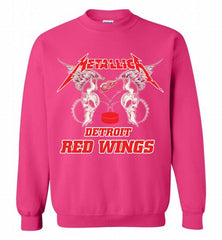 Metallica Detroit Red Wings Logo Crewneck Sweatshirt - zezetee