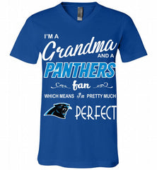 I'M A Grandma And A Carolina Panthers Fans I'm Pretty Much Perfect V-Neck Shirt - zezetee
