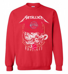 Metallica Skull Snake Detroit Pistons Crewneck Sweatshirt - zezetee