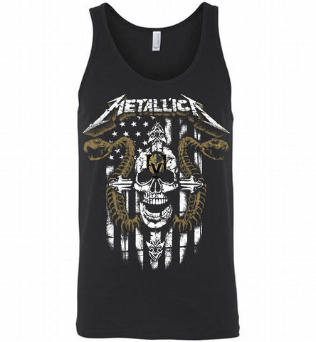 Metallica Snake Skull Vegas Golden Knights Logo Tank - zezetee