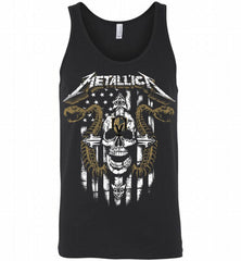 Metallica Snake Skull Vegas Golden Knights Logo Tank - zezetee