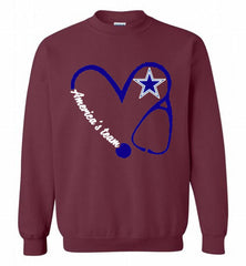 DALLAS COWBOYS NURSE LOVE AMERICA’S TEAM Crewneck Sweatshirt - zezetee