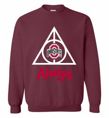 OHIO STATE BUCKEYES DEATHLY HALLOWS ALWAYS GIFT Crewneck Sweatshirt - zezetee