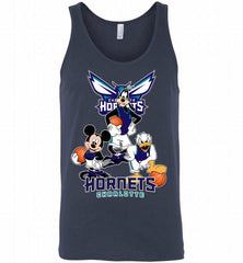 Mickey Goofy Donald Loves Charlotte Hornets Basketball Fans Tank - zezetee