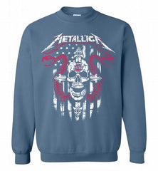 Metallica Snake Skull Detroit Pistons Logo Crewneck Sweatshirt - zezetee