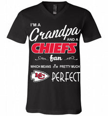 I'M A Grandpa And A Kansas City Chiefs Pretty Much Perfect V-Neck Shirt - zezetee