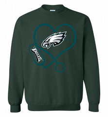 Nurse Heartbeat Philadelphia Eagles Crewneck Sweatshirt - zezetee