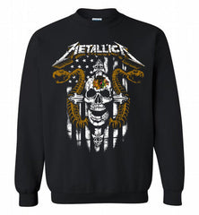 Metallica Snake Skull Chicago Blackhawks Logo Crewneck Sweatshirt - zezetee