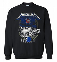 Metallica Skull Chicago Cubs Logo Crewneck Sweatshirt - zezetee