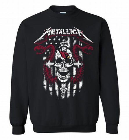 Metallica Snake Skull Arizona Cardinals Logo Crewneck Sweatshirt - zezetee