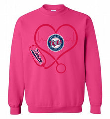 Nurse Heartbeat Minnesota Twins Crewneck Sweatshirt - zezetee