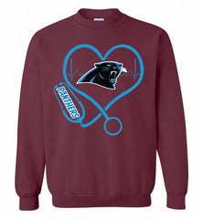 Nurse Heartbeat Carolina Panthers Crewneck Sweatshirt - zezetee
