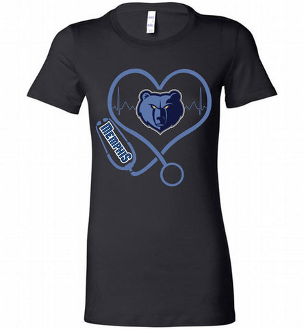 Nurse Heartbeat Love Memphis Grizzlies Bella Ladies Tee - zezetee