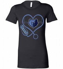 Nurse Heartbeat Love Memphis Grizzlies Bella Ladies Tee - zezetee